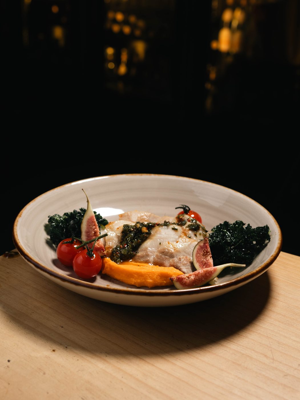 Menu photography of a burrata dish for Joo Chiat Oyster House