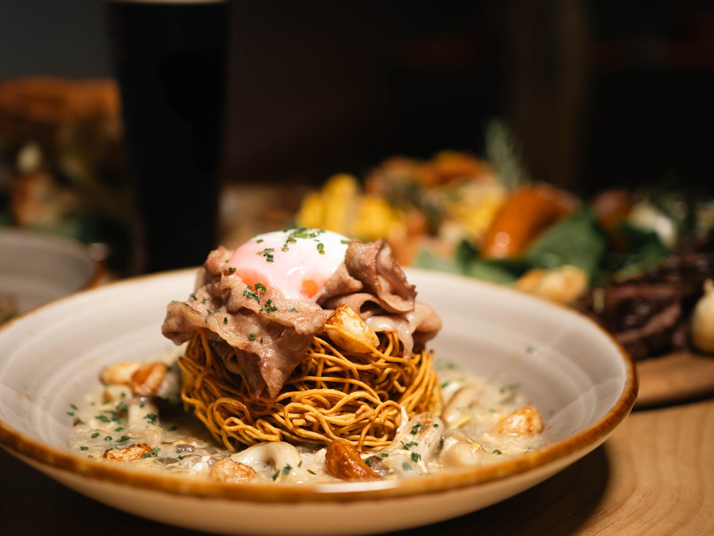 Menu photography of a noodle dish for Joo Chiat Oyster House